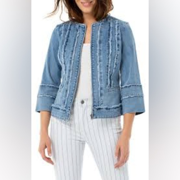 Chico's Jackets & Blazers - Liverpool Women's Blue Denim Jacket Size Medium Zippered Front